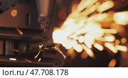 CNC Laser and gas cutting of metal, modern industrial technology. Стоковое видео, видеограф Андрей Армягов / Фотобанк Лори