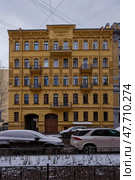 Доходный дом О. Н. Эдельгауз (фасад по 3-й Советской улице), 1904. Архитектор: Карл Валерианович Бальди. Санкт-Петербург,  3-ая Советская (Рождественская) улица, дом 11 (2-ая Советская улица, дом 12) Редакционное фото, фотограф Александр Селезнев / Фотобанк Лори