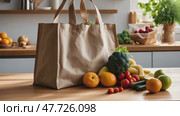 Plastic free and zero waste sustainable lifestyle. Reusable mesh bag and eco tote shopping bag made from recycled cotton fabric. Стоковое AI-видео, аниматор Ирина Старикова / Фотобанк Лори