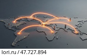 Global Connectivity Network with Light Trails on Dark Background. Стоковое AI-видео, аниматор KATERINA AI / Фотобанк Лори