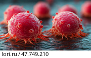 Deadly red cells, cancer proliferation, health design print, card, poster. Стоковое AI-изображение, AI-художник Данила Большаков / Фотобанк Лори