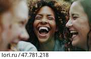 A diverse group of individuals laughing and smiling joyfully in unison, sharing a moment of pure happiness and connection. Стоковое AI-изображение, AI-художник Данила Большаков / Фотобанк Лори