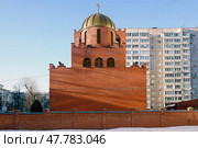 Храм Мат Марьям Святой апостольской соборной Ассирийской церкви Востока возле метро Дубровка в Москве. Солнечный зимний день (2021 год). Редакционное фото, фотограф Александр Кузнецов / Фотобанк Лори
