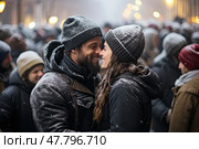 The Magnetic Duo: A Mesmerizing Moment of Unity Amidst a Sea of Admirers. Стоковое AI-изображение, AI-художник Данила Большаков / Фотобанк Лори