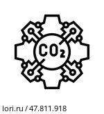 emission free technology carbon line icon vector illustration. Стоковая иллюстрация, иллюстратор Vectorwin / Фотобанк Лори