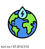 hydroelectricity globe hydroelectric power color icon vector illustration. Стоковая иллюстрация, иллюстратор Vectorwin / Фотобанк Лори