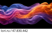 Colorful wisps of smoke in orange, pink, and purple blend together elegantly, creating a mesmerizing display against a dark backdrop. Стоковое AI-изображение, AI-художник Данила Большаков / Фотобанк Лори