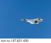 Moscow Russia Zhukovsky Airfield 25 July 2021: Demonstration of the latest Russian SU-57 fighterof the international aerospace salon MAKS-2021 (2019 год). Стоковое фото, фотограф Фотограф / Фотобанк Лори