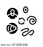 worm lifecycle parasite glyph icon vector illustration. Стоковая иллюстрация, иллюстратор Vectorwin / Фотобанк Лори