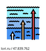 rising water disaster color icon vector illustration. Стоковая иллюстрация, иллюстратор Vectorwin / Фотобанк Лори