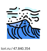 high waves hurricane disaster color icon vector illustration. Стоковая иллюстрация, иллюстратор Vectorwin / Фотобанк Лори