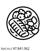 poached fish line icon vector illustration. Стоковая иллюстрация, иллюстратор Vectorwin / Фотобанк Лори