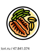 blackened fish color icon vector illustration. Стоковая иллюстрация, иллюстратор Vectorwin / Фотобанк Лори