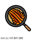 pan seared trout fish color icon vector illustration. Стоковая иллюстрация, иллюстратор Vectorwin / Фотобанк Лори