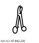 plaster cast scissors fracture injury line icon vector illustration. Стоковая иллюстрация, иллюстратор Vectorwin / Фотобанк Лори