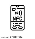enabled phone nfc technology line icon vector illustration. Стоковая иллюстрация, иллюстратор Vectorwin / Фотобанк Лори