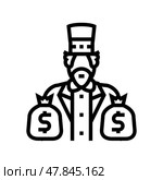 uncle sam sack of money line icon vector illustration. Стоковая иллюстрация, иллюстратор Vectorwin / Фотобанк Лори