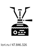 compact camping stove ultralight trekking glyph icon vector illustration. Стоковая иллюстрация, иллюстратор Vectorwin / Фотобанк Лори