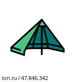 poncho tent ultralight hiking color icon vector illustration. Стоковая иллюстрация, иллюстратор Vectorwin / Фотобанк Лори