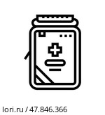compact first aid kit ultralight hiking line icon vector illustration. Стоковая иллюстрация, иллюстратор Vectorwin / Фотобанк Лори