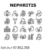 Nephritis Kidneys Collection Icons Set Vector. Стоковая иллюстрация, иллюстратор Vectorwin / Фотобанк Лори