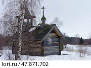 Часовня во имя иконы Богоматери "Всех Скорбящих Радость". Россия, Карелия, Медвежьегорский район, остров Еглово (2021 год). Редакционное фото, фотограф Алексей Иванов / Фотобанк Лори