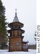 Часовня Знамения Пресвятой Богородицы. Россия, Карелия, Медвежьегорский район, остров Большой Климецкий, деревня Корба (2021 год). Редакционное фото, фотограф Алексей Иванов / Фотобанк Лори