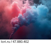 Bright plumes of colored smoke billow against a serene sky, infusing the natural landscape with a cascade of vibrant hues. This spectacle captivates onlookers, enhancing the ambiance. Generative AI. Стоковое AI-изображение, AI-художник Юлия Петровская / Фотобанк Лори