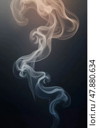 Delicate tendrils of smoke rise and twist in fluid motions, creating captivating forms against a muted backdrop. This visual speaks to the beauty of ephemeral moments. Generative AI. Стоковое AI-изображение, AI-художник Юлия Петровская / Фотобанк Лори