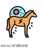 encephalitis horse color icon vector illustration. Стоковая иллюстрация, иллюстратор Vectorwin / Фотобанк Лори
