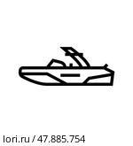wakeboard ski boat line icon vector illustration. Стоковая иллюстрация, иллюстратор Vectorwin / Фотобанк Лори
