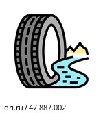 mud terrain tires color icon vector illustration. Стоковая иллюстрация, иллюстратор Vectorwin / Фотобанк Лори