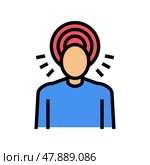 headaches, pain of head color icon vector illustration. Стоковая иллюстрация, иллюстратор Vectorwin / Фотобанк Лори
