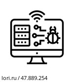 web attacks line icon vector illustration. Стоковая иллюстрация, иллюстратор Vectorwin / Фотобанк Лори