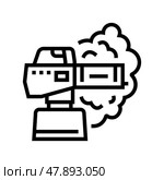 fogging against flying pests line icon vector illustration. Стоковая иллюстрация, иллюстратор Vectorwin / Фотобанк Лори