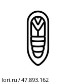 pupa cocoon silkworm line icon vector illustration. Стоковая иллюстрация, иллюстратор Vectorwin / Фотобанк Лори
