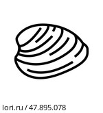 ocean quahog clam line icon vector illustration. Стоковая иллюстрация, иллюстратор Vectorwin / Фотобанк Лори