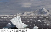 Big Iceberg in Antarctica Winter Scenery, Amazing Shape Ice Formation of Massive Large Enormous Blue Icebergs in Antarctic Peninsula Landscape Seascape with Ocean Sea Water. Стоковое видео, видеограф Vladimir / Фотобанк Лори