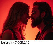 Man and woman in infrared light. Стоковое AI-изображение, AI-художник Sergey Grishin / Фотобанк Лори