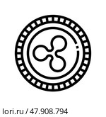 ripple cryptocurrency line icon vector illustration. Стоковая иллюстрация, иллюстратор Vectorwin / Фотобанк Лори