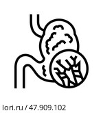 abdominal swelling mesothelioma line icon vector illustration. Стоковая иллюстрация, иллюстратор Vectorwin / Фотобанк Лори