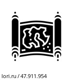 map medieval glyph icon vector illustration. Стоковая иллюстрация, иллюстратор Vectorwin / Фотобанк Лори