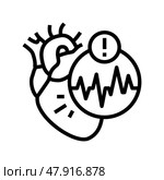 atrial fibrillation cardiology disease line icon vector illustration. Стоковая иллюстрация, иллюстратор Vectorwin / Фотобанк Лори