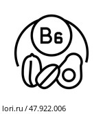 b6 vitamin line icon vector illustration. Стоковая иллюстрация, иллюстратор Vectorwin / Фотобанк Лори