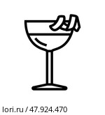 vesper cocktail glass drink line icon vector illustration. Стоковая иллюстрация, иллюстратор Vectorwin / Фотобанк Лори