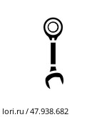 ratcheting wrench tool glyph icon vector illustration. Стоковая иллюстрация, иллюстратор Vectorwin / Фотобанк Лори