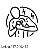 chest pain palpitations disease symptom line icon vector illustration. Стоковая иллюстрация, иллюстратор Vectorwin / Фотобанк Лори
