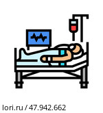 postoperative recovery color icon vector illustration. Стоковая иллюстрация, иллюстратор Vectorwin / Фотобанк Лори
