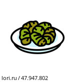 dolmades greek cuisine color icon vector illustration. Стоковая иллюстрация, иллюстратор Vectorwin / Фотобанк Лори