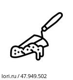trowel cement concrete line icon vector illustration. Стоковая иллюстрация, иллюстратор Vectorwin / Фотобанк Лори